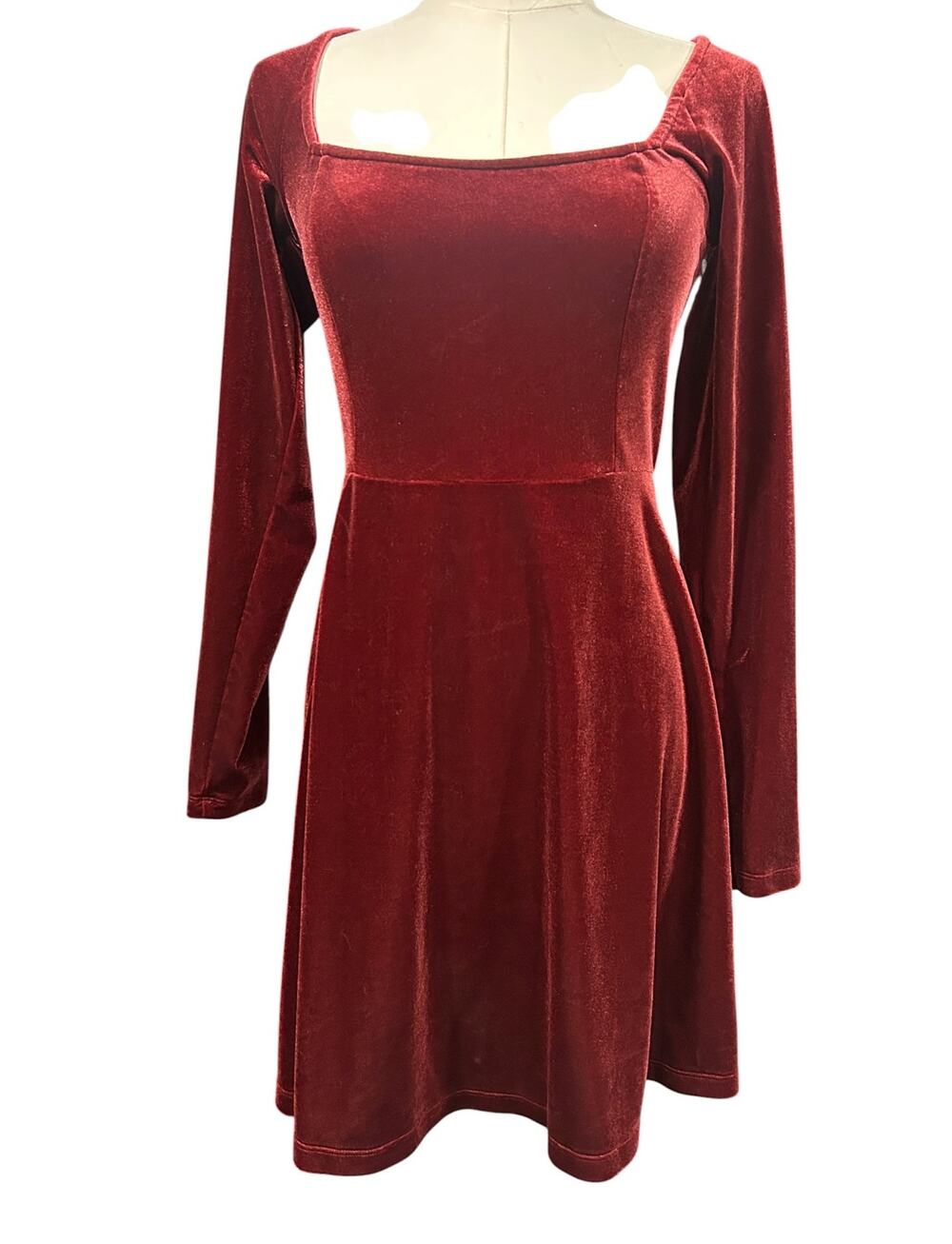 Old Navy Fire Scarlet Red Velvet Fit Flare Mini Dress Small Holiday Romantic Y2K